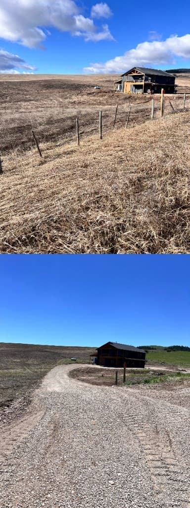 Before and after driveway and access road construction